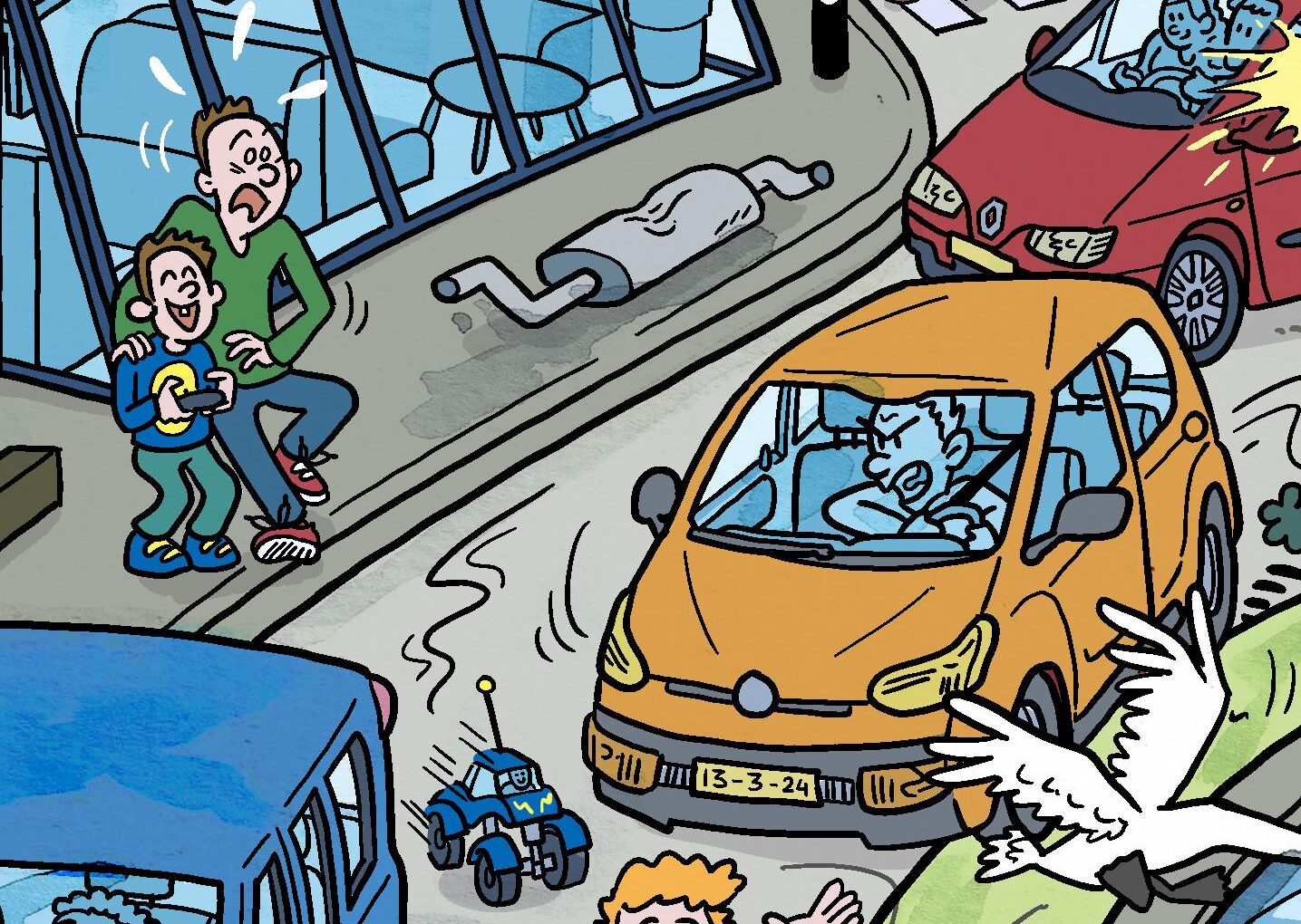 Zoekplaat chaos op de rotonde