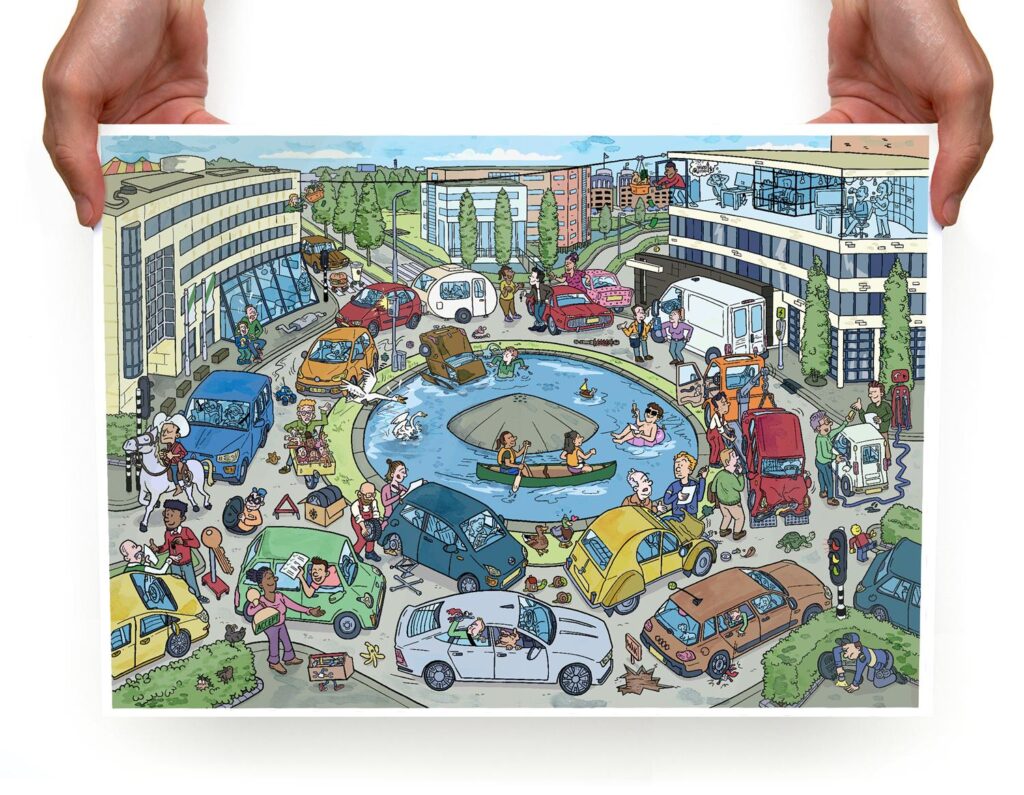 Zoekplaat Chaos op de rontonde